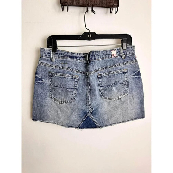 Destressed Denim Mini Skirt Size 15 #0640 - Picture 2 of 5
